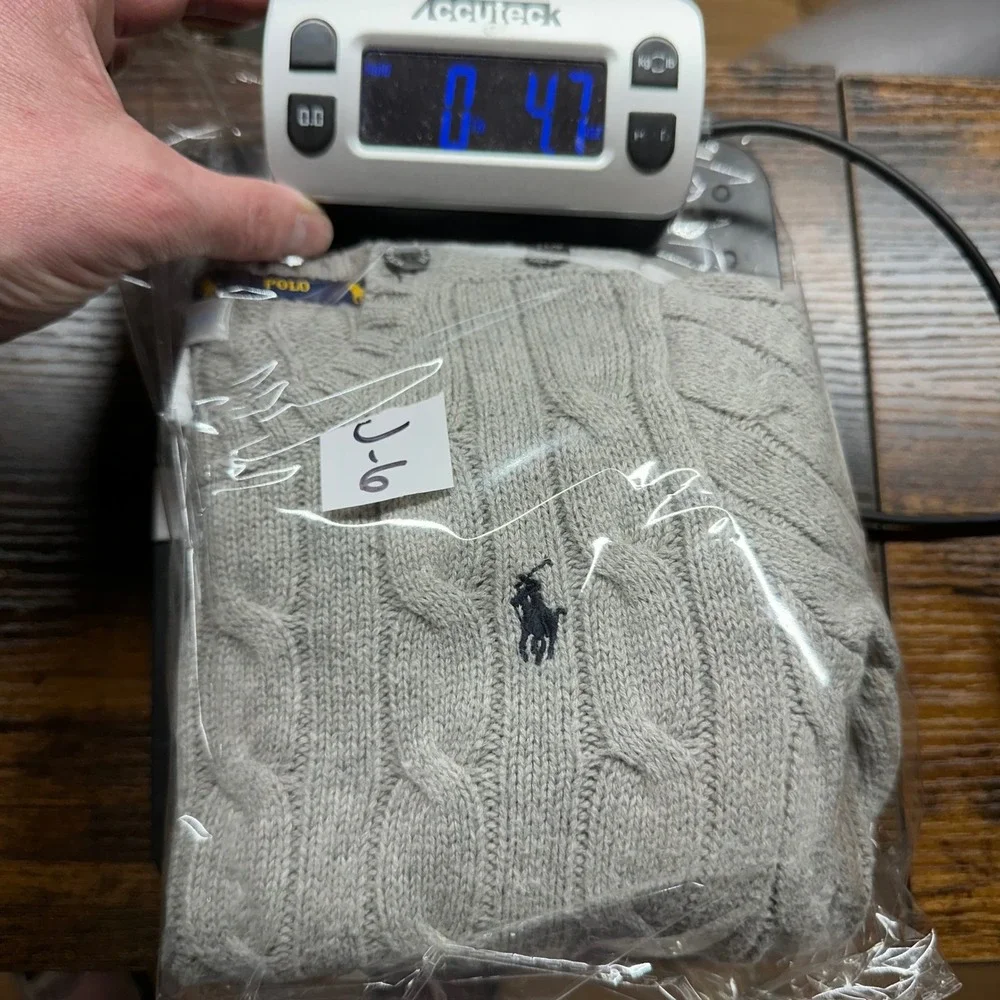 Toddler Boys Polo Ralph Lauren Gray Cable Knit Crewneck Sweater 18 Months